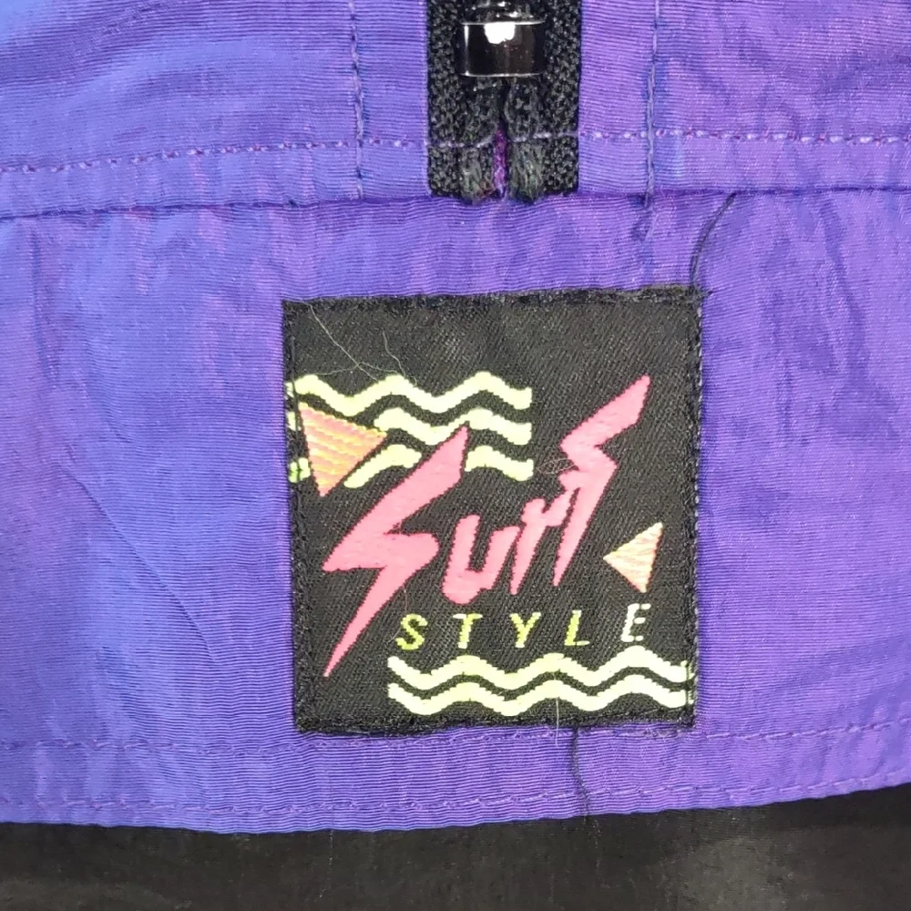 Vintage Surf Style, Purple and Black Windbreaker Jacket - Picture 5 of 17
